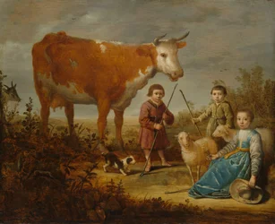 Children and a Cow